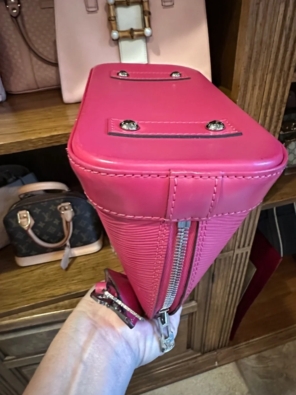 Louis Vuitton Pink Epi Alma BB Satchel